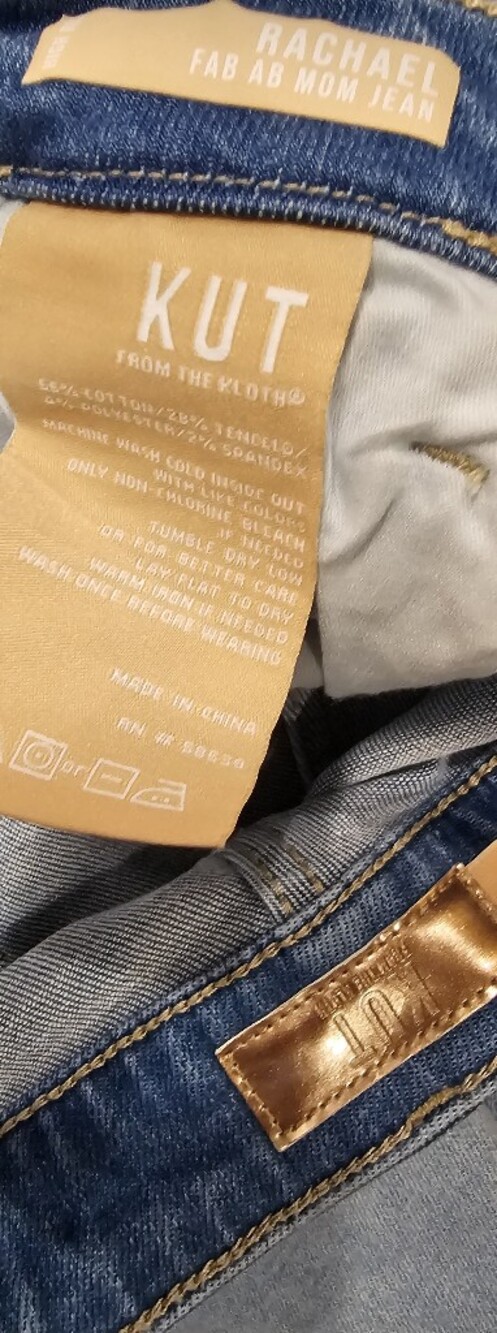 KUT From The Kloth Fab Ab Mom Jean Size 30 High Rise Straight Leg Raw Hem Light - Picture 5 of 5
